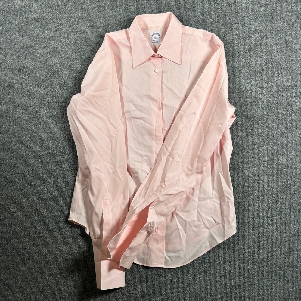 Brooks Brothers Shirt Womens Size 10 Pink Semi-Fitted Non-Iron Cotton LS
